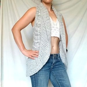 Mudd Sleevless Knit Cardigan gray small belt loops